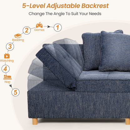 SEJOV 4-in-1 Convertible Sleeper Chair Bed, Linen Sofa Bed for Small Space, Futon Sofa with 2 Throw Pillows for Living Room, Single Recliner with 5 Adjustable Backrest for Bedroom Apartment, Brown