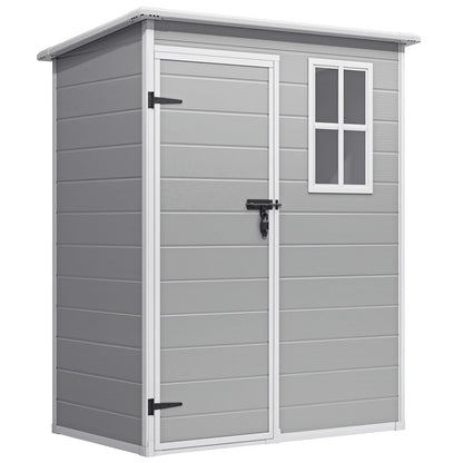 5' x 3' Outdoor Storage Shed, Lofka Resin Outdoor Storage Cabinet with Double Lockable Doors, Waterproof Tool Shed, Gray