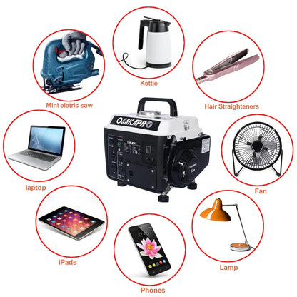 Portable Gas Powered Generator, 900W Peak, 800W Rated, Low Noise, Lightweight, EPA Compliant for Home, Camping, and Outdoor Use