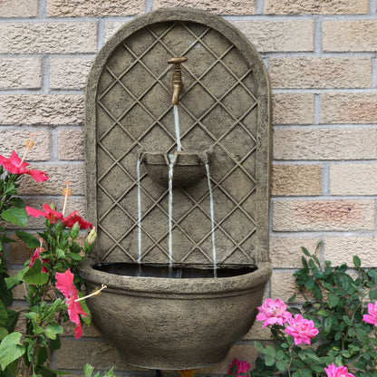 Sunnydaze Messina Polystone Outdoor Solar Wall Fountain, Bronze