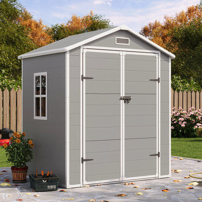 UDPATIO Outdoor Storage Shed 5x3 FT, Resin Garden Shed for Backyard, Patio, Lawn, Grey & White