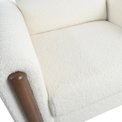 Oversized Accent Chair, Upholstered Living Room Chairs Single Sofa Chair with Walnut Legs, Curved handrail, Green