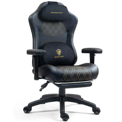 Dowinx Heated Massage Gaming Chair - Ergonomic Recliner with Pocket Spring Cushion, Adjustable Armrests & Footrest, Black-White