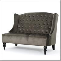 GDF Studio Leona Modern Glam Tufted Velvet Wingback Loveseat, Wine and Dark Brown