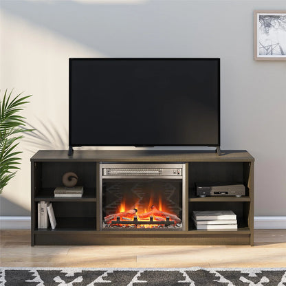 Mainstays Fireplace TV Stand, for TVs up to 55", Black Oak