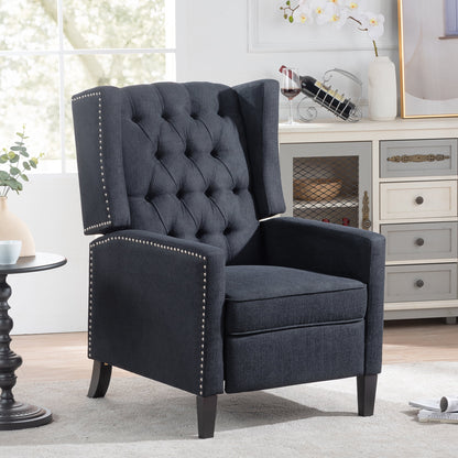 Recliner Chair, Living Room Chairs with Arms, Adjustable Single Reclining Sofa, Home Theater Seating Arm Chair with Thick Padded Seat, Footrest, Lounge Chair for Bedroom, Blue