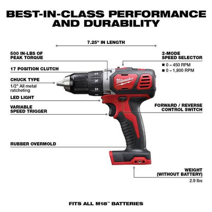 M18 18V Lithium-Ion Cordless Drill Driver/Impact Driver Combo Kit (2-Tool) W/ 23PC Drill Bit Set