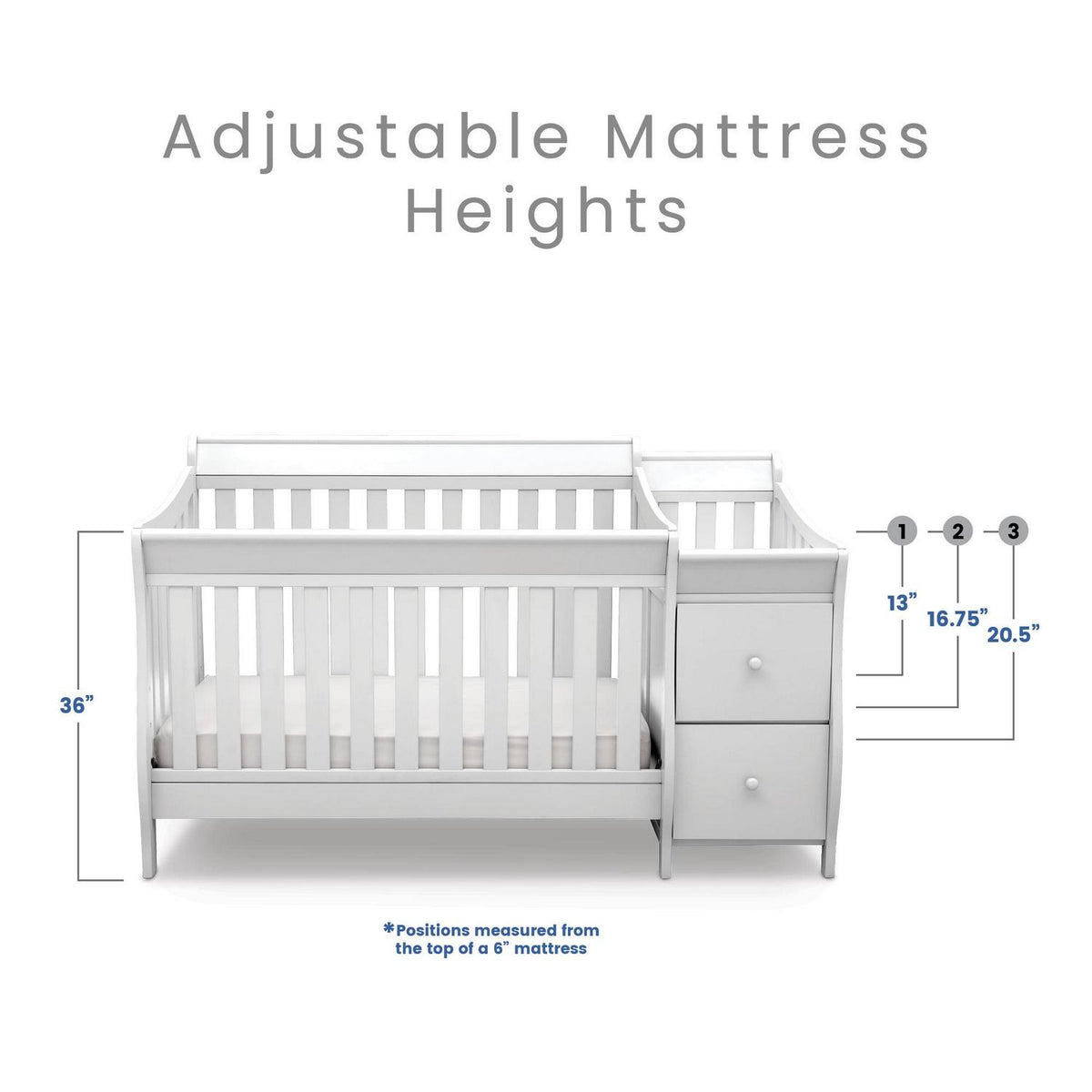Delta Children Bentley S 4-in-1 Convertible Baby Crib and Changer. White