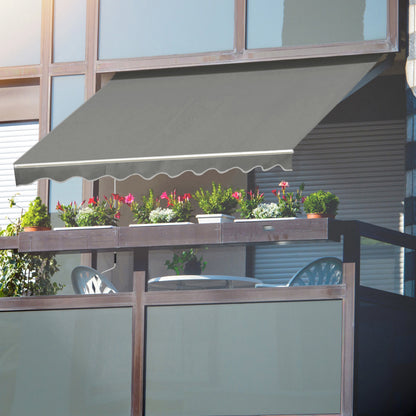 VEIKOUS 8'x7' Retractable Patio Awning Sun Shade Cover with Manual Crank, Beige