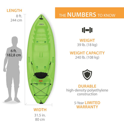 Lifetime Spitfire 8 ft Sit-On-Top Kayak, Lime Green (90245)