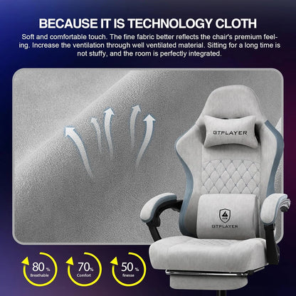 GTPLAYER Ergonomic High Back Pocket Spring Cushion Gaming Chair with Footrest & Linkage Armrests, Black