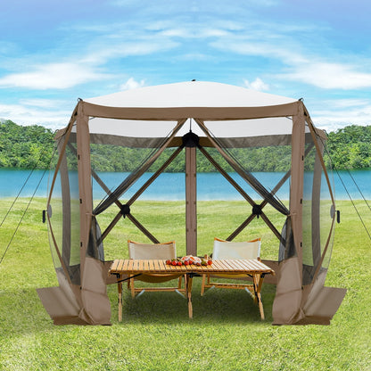 COBIZI 8x8 Pop up Gazebo Tent, Ez up Waterproof Screen Tent Screen House, Portable Outdoor Canopy Sun Shelter with 3 Sidewalls, Carry Bag & Ground Stakes for Camping, Garden and Picnics, Gray