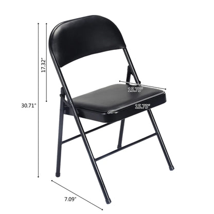4 Pack Folding Chairs, Cushioned Padded Seat, Wedding Chairs with Metal Frame for Home, Office, Party Use, Light  Brown