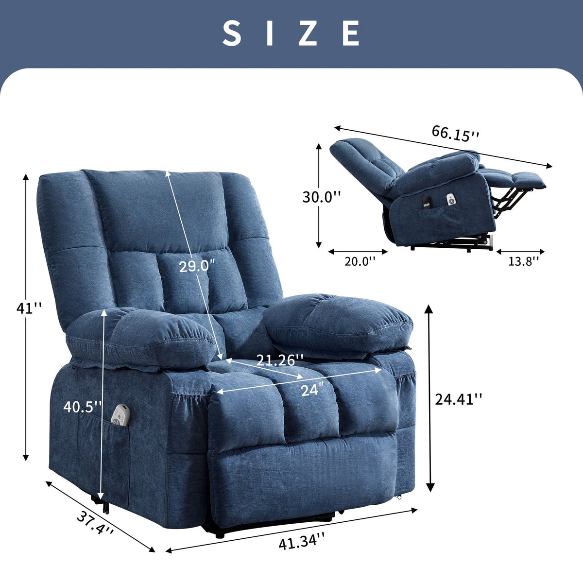 JONPONY Power Lift Recliner Chair Recliners for Elderly with Heat and Massage Recliner Chair for Living Room with Infinite Position and Side Pocket,USB Charge Port,Brown