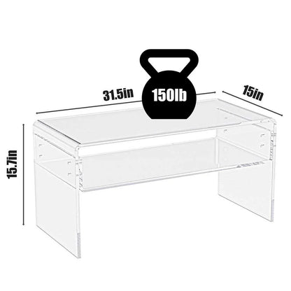Ageszoe Coffee Table with Storage Shelf ,Acrylic Modern Clear End Table,Kid's Table for Livingroom, 32"L x 16"W x 16"H"