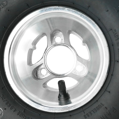 High Performace Go Kart Tire and Rim, 10x4.50-5 Go Kart Front Wheel and Tire Fit Bolt Pattern 48mm w/ 3 Holes for Go Kart Drift Trike Buggy Racing Cart, Non-Slip Tread, Aluminum Alloy Rim (2)