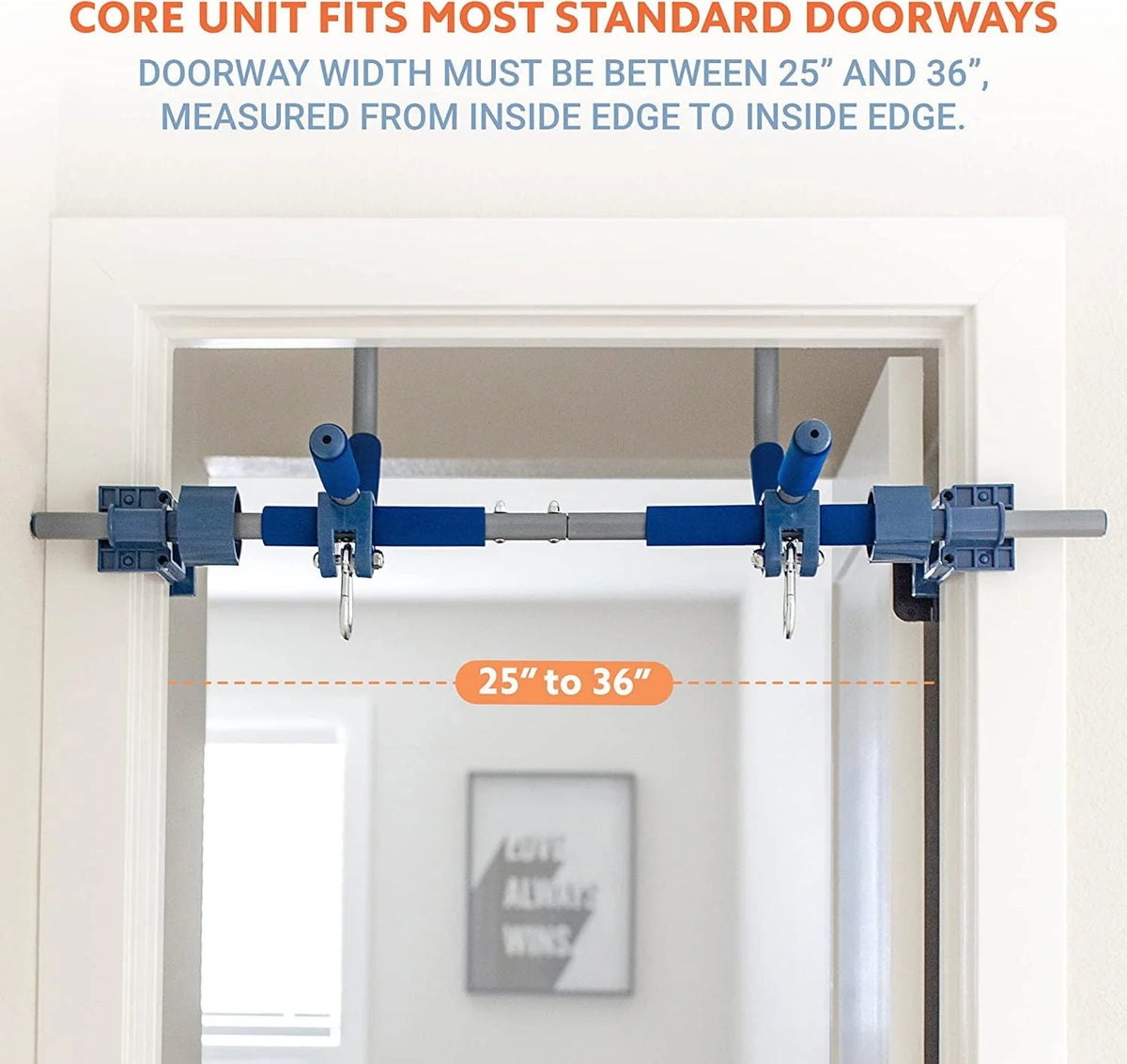 Gym1 - Deluxe Indoor Doorway Gym for Kids Playground Set - All in One Gym Set - Four Ways of Fun: Blue Indoor Swing, Plastic Rings, Climbing Ladder, and Pull Up Bar