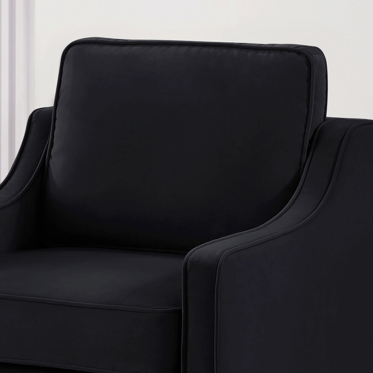Living Room Sofas Modern 3 Person seat Sofa Couch with Scooped Armrest/Wood legs,Upholstered Velvet 3-seat Sofa with Removable Cushions for Livingroom Bedroom,Black,Comfortable Sofas