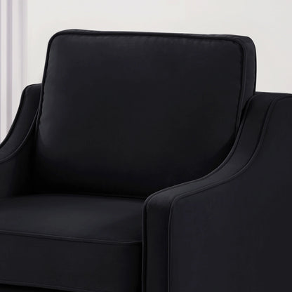 Living Room Sofas Modern 3 Person seat Sofa Couch with Scooped Armrest/Wood legs,Upholstered Velvet 3-seat Sofa with Removable Cushions for Livingroom Bedroom,Black,Comfortable Sofas