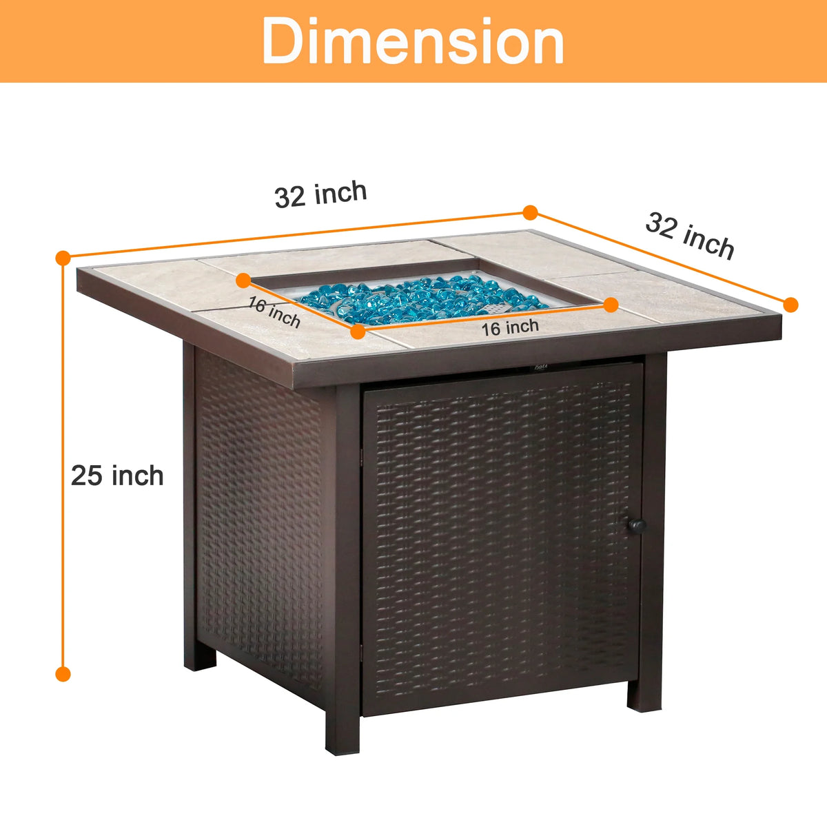 Propane Fire Pit Table Gas Fire Pit Table BALI OUTDOORS 32���� Square Fire Pit Brown