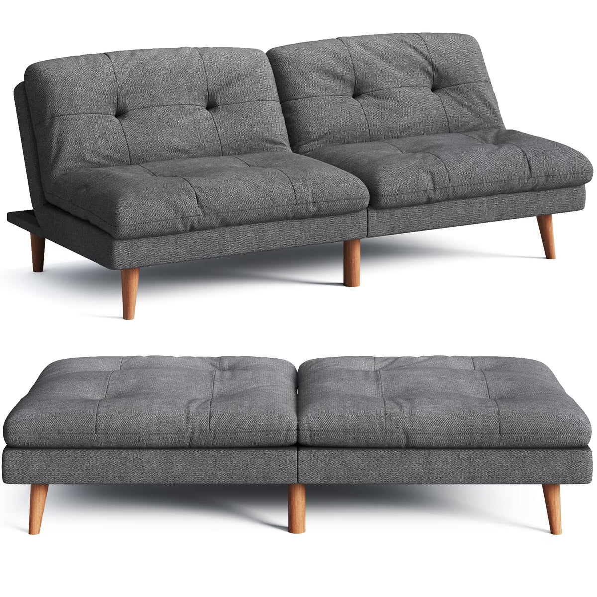 Homall Futon sofa, Two Seat Adjustable Sofa, Corduroy Fabric, Upholstered Sofa, Sofa Changeable into Bed, Leisure Reading and Games, Green