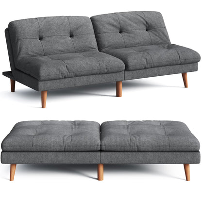 Homall Futon sofa, Two Seat Adjustable Sofa, Corduroy Fabric, Upholstered Sofa, Sofa Changeable into Bed, Leisure Reading and Games, Green