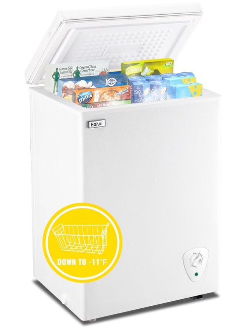 WANAI 3.5 Cu.ft Chest Freezer Small Deep Freeze with 7 Gears Temp Control Office Dorm Kitchen White