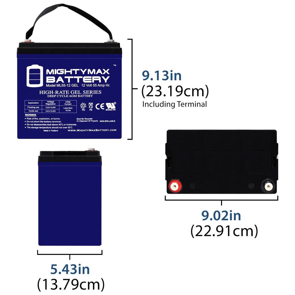 12V 55AH GEL Scooter Wheelchair Mobility Deep Cycle Battery