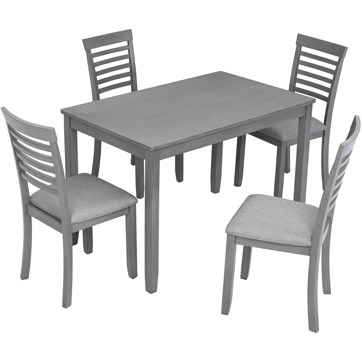Sesslife 5 Piece Dining Set with One Rectangle Table and 4 Upholstered Chairs for 4 Persons, Dining Room Table Set for Small Place(Table+4 Chairs)