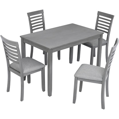 Sesslife 5 Piece Dining Set with One Rectangle Table and 4 Upholstered Chairs for 4 Persons, Dining Room Table Set for Small Place(Table+4 Chairs)