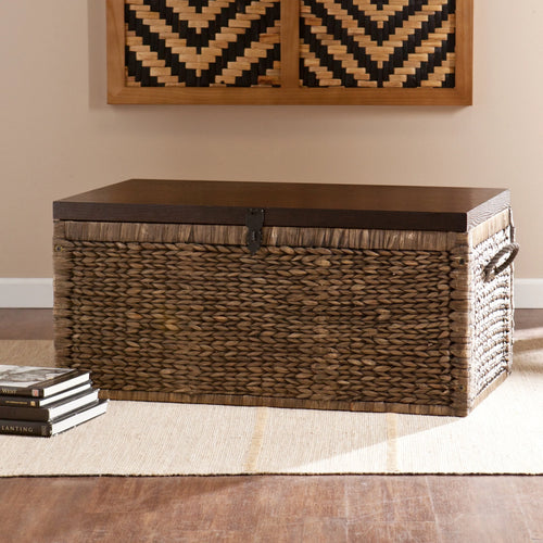Samford Water Hyacinth Storage Trunk, Blackwashed with Espresso