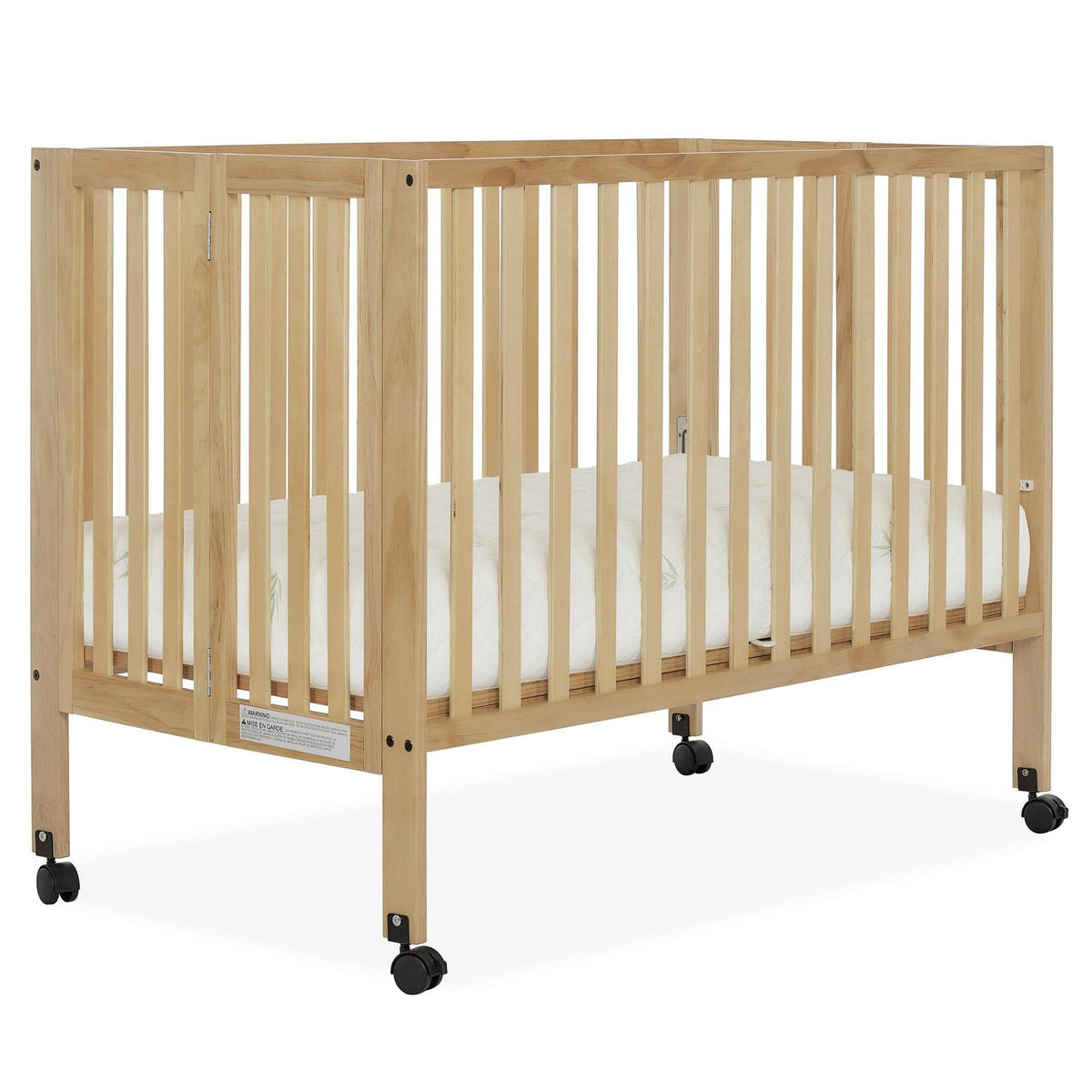 Dream On Me Quinn Full-Size Folding Crib. Removable Wheels. Modern Nursey. Adjustable Mattress Support. Patent Folding System in Olive