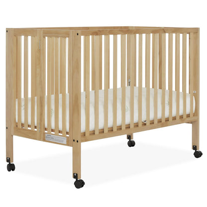 Dream On Me Quinn Full-Size Folding Crib. Removable Wheels. Modern Nursey. Adjustable Mattress Support. Patent Folding System in Olive