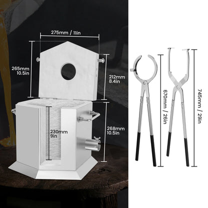 7KG Propane Melting Furnace Kit with Two Tongs and Crucible, All New Kiln Metal Foundry Furnace Smelting Gold Silver Copper Aluminum, Metal Recycle Home Smelting Casting Tool