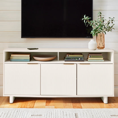 Better Homes & Gardens Lillian Fluted TV Stand for TVs up to 70", Natural Pine Finish