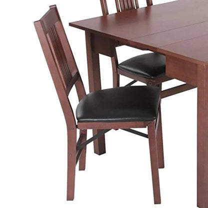 Stakmore True Mission Folding Chair, Fruitwood with Black Vinyl Seat (2-Pack)