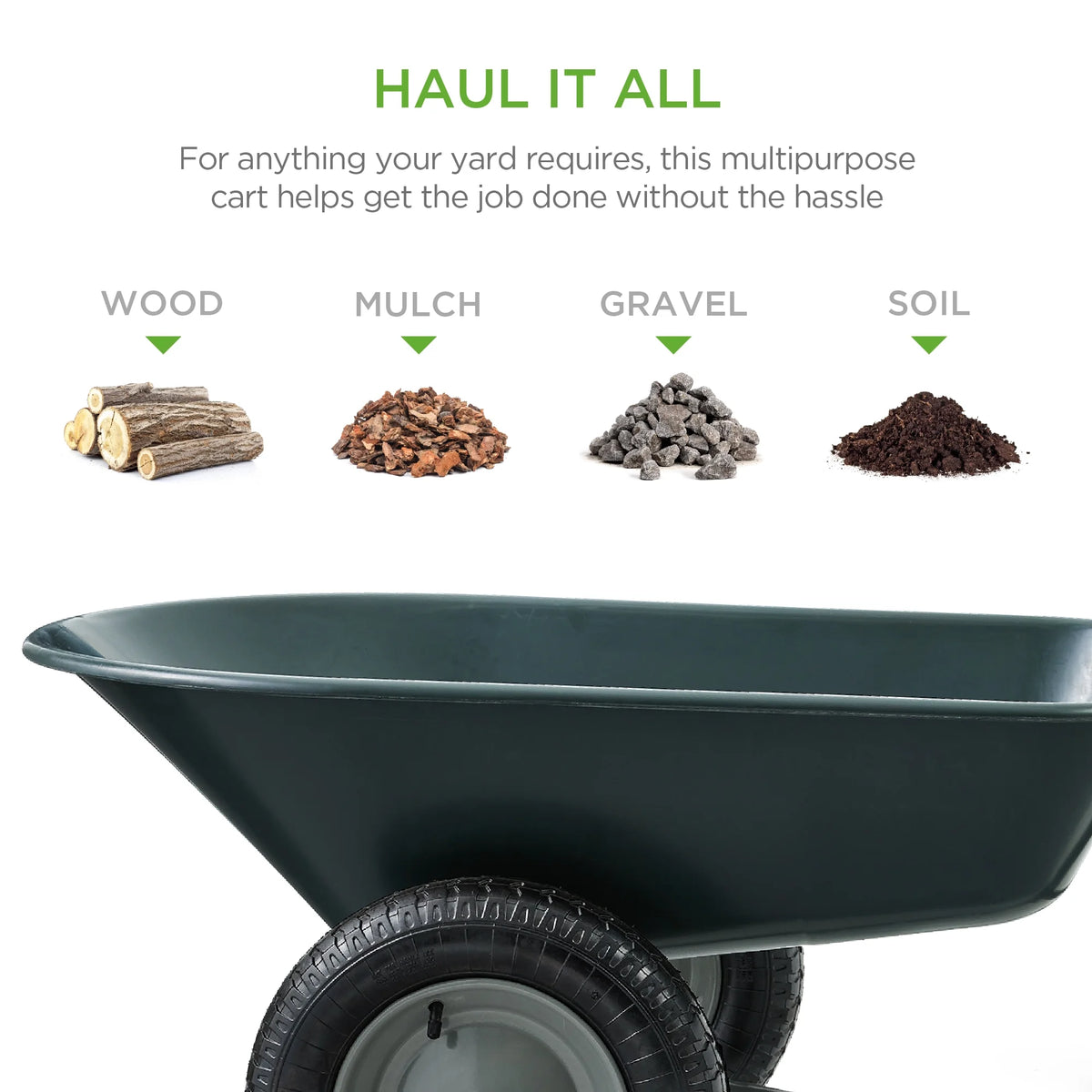 Best Choice Products Dual-Wheel Home Wheelbarrow Yard Garden Cart for Lawn, Construction - Green