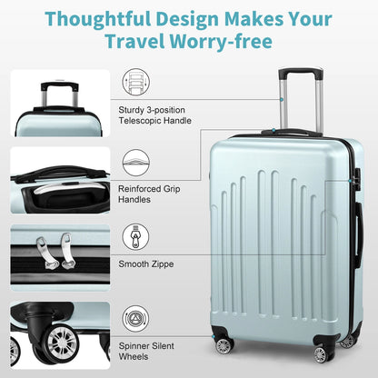 Zimtown 3 Piece Nested Spinner Suitcase Luggage Set With TSA Lock Royal Blue