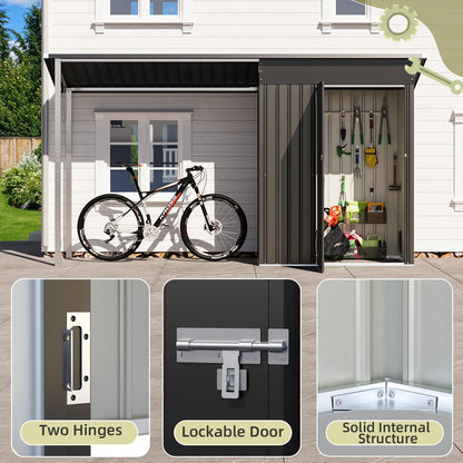 YODOLLA Outdoor Open-Sided Storage Shed, 3x5 Sheds & Outdoor Storage with 15 Sq. Ft Covered, 5x3 Small 2-in-1 Tool Shed with Attached Hardtop Metal Pergola Gazebo
