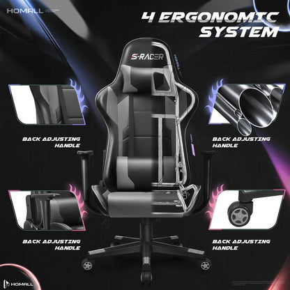 Homall Gaming Chair office Chair with Headrest & Lumbar Support, Pink