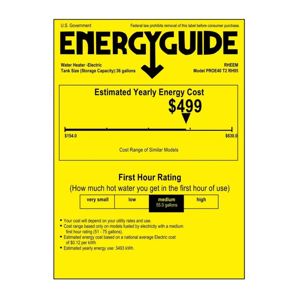 Rheem Professional Classic Series 40 Gallon Capacity 3.5 kW Tall Electric Water Heater