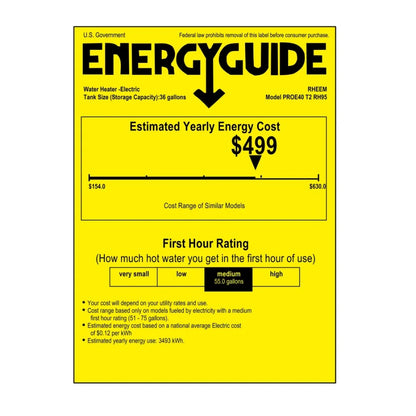 Rheem Professional Classic Series 40 Gallon Capacity 3.5 kW Tall Electric Water Heater