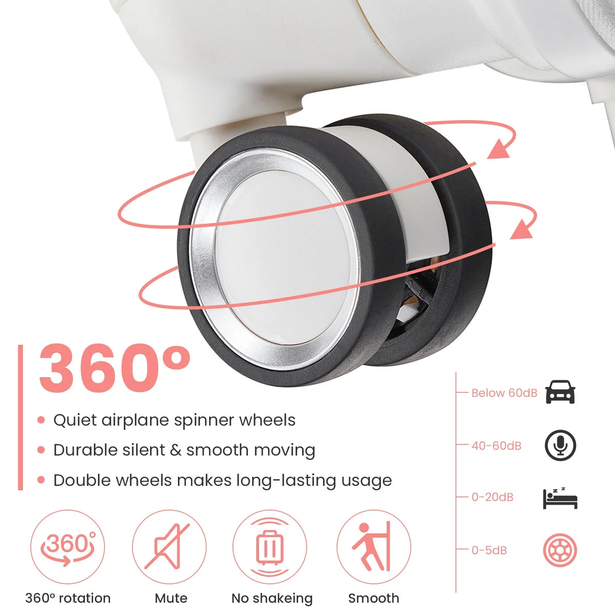 4 Piece Luggage Set, Expandable Lightweight Suitcase Set, PP Materials Travel Luggage with TSA Lock Spinner Wheels, White (14/20/24/28)