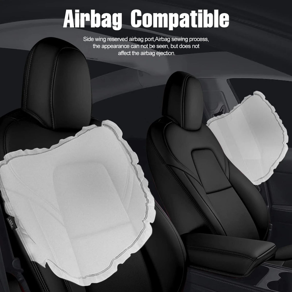 AOMSAZTO Car Seat Cover for Tesla Model Y 2023 2024 - Full Set Customized Faux Leather Seat Covers (Black,5 Seater)