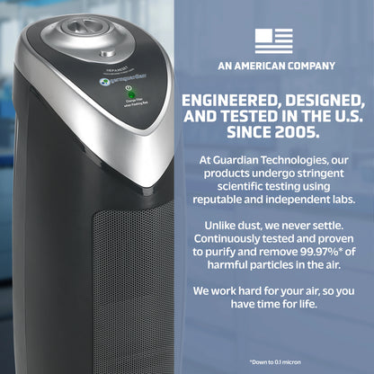 GermGuardian 743 Sq. ft. Tower Air Purifier with HEPA Pure Filter, Gray, AC4820