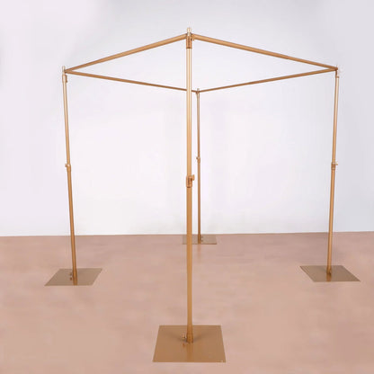 Efavormart 10ft | 4 Post Gold Metal DIY Photography Backdrop Stand, Wedding Arch Canopy Tent