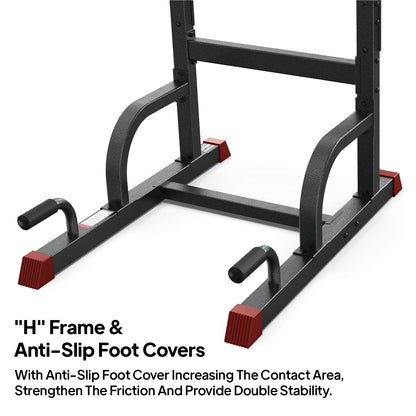 LNOW Multifunction Power Tower Pull up Bar Dip Station Power Rack with Adjustable Backrest for Home Gym Strength Training Workout Equipment Max Weight 480lbs
