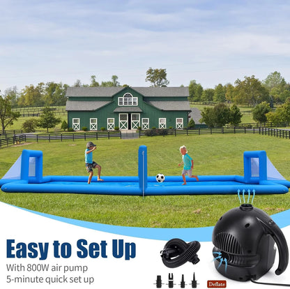 33FT Inflatable Volleyball Court Beach Pool Volleyball Net for Backyard Outdoor Training Game with 800W Air Pump, Volleyball Pool/Water Volleyball Field