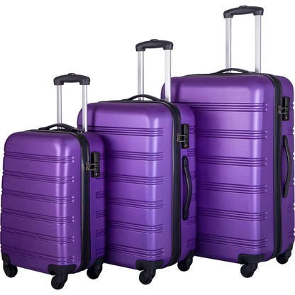Tcbosik Luggage Sets, 3 Piece Set Hardside Suitcases with Spinner Wheels, 20/24/28 Travel Luggage Lightweight, Dark Blue