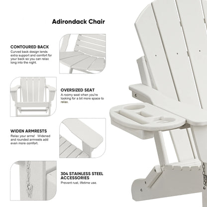 FOOWIN HDPE Plastic Adirondack Chairs Set of 4, Black
